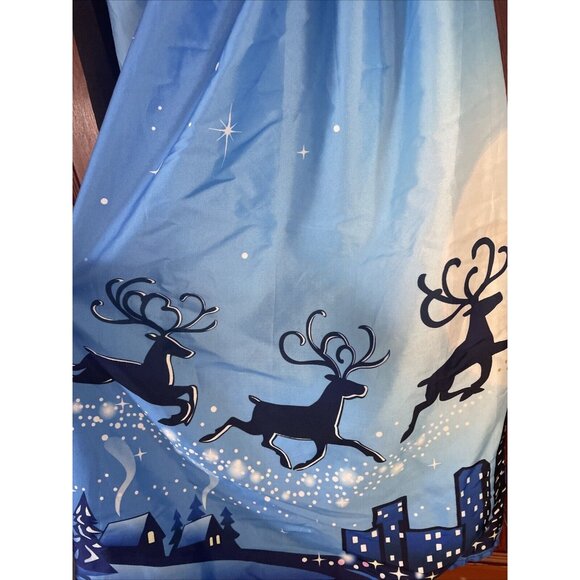 Moking Top Womens Christmas Dress Small Santa Long S Black Blue Reindeer NYC - Picture 6 of 12